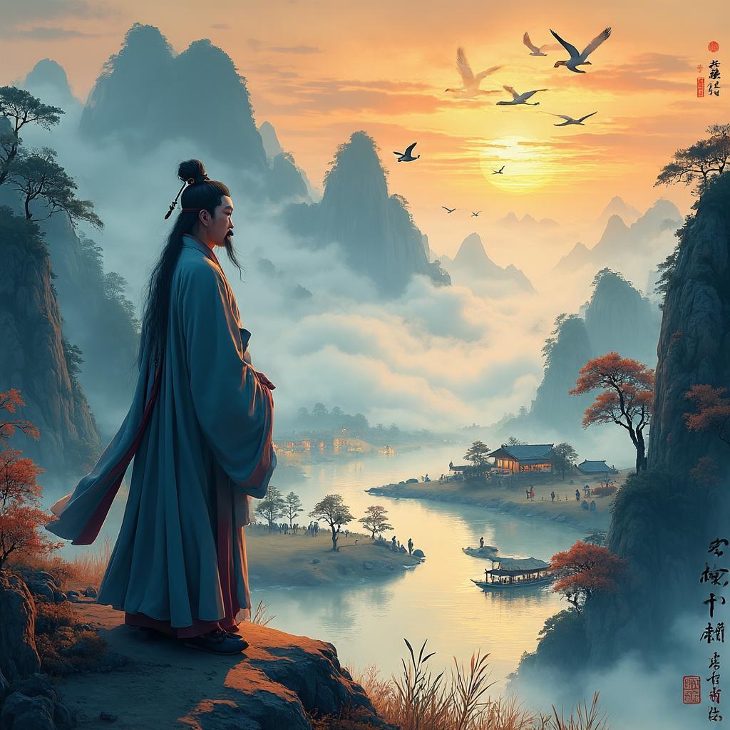 秋登兰山寄张五 - 诗意画境